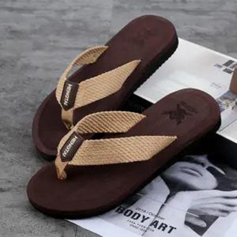 Flip-flops Men's Summer Slippers, Outdoor Non-slip Fashion Couples, Men's Outer Beach Shoes, Summer Clip Foot Trend Sandals 45 brown