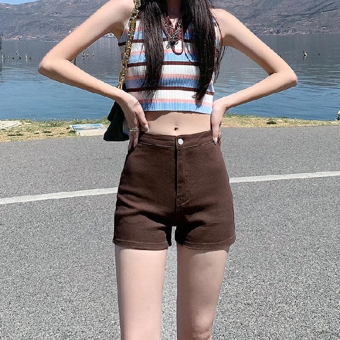 New High-waist Peach Hip Denim Shorts for Women In Summer Slim Hip Shorts XL