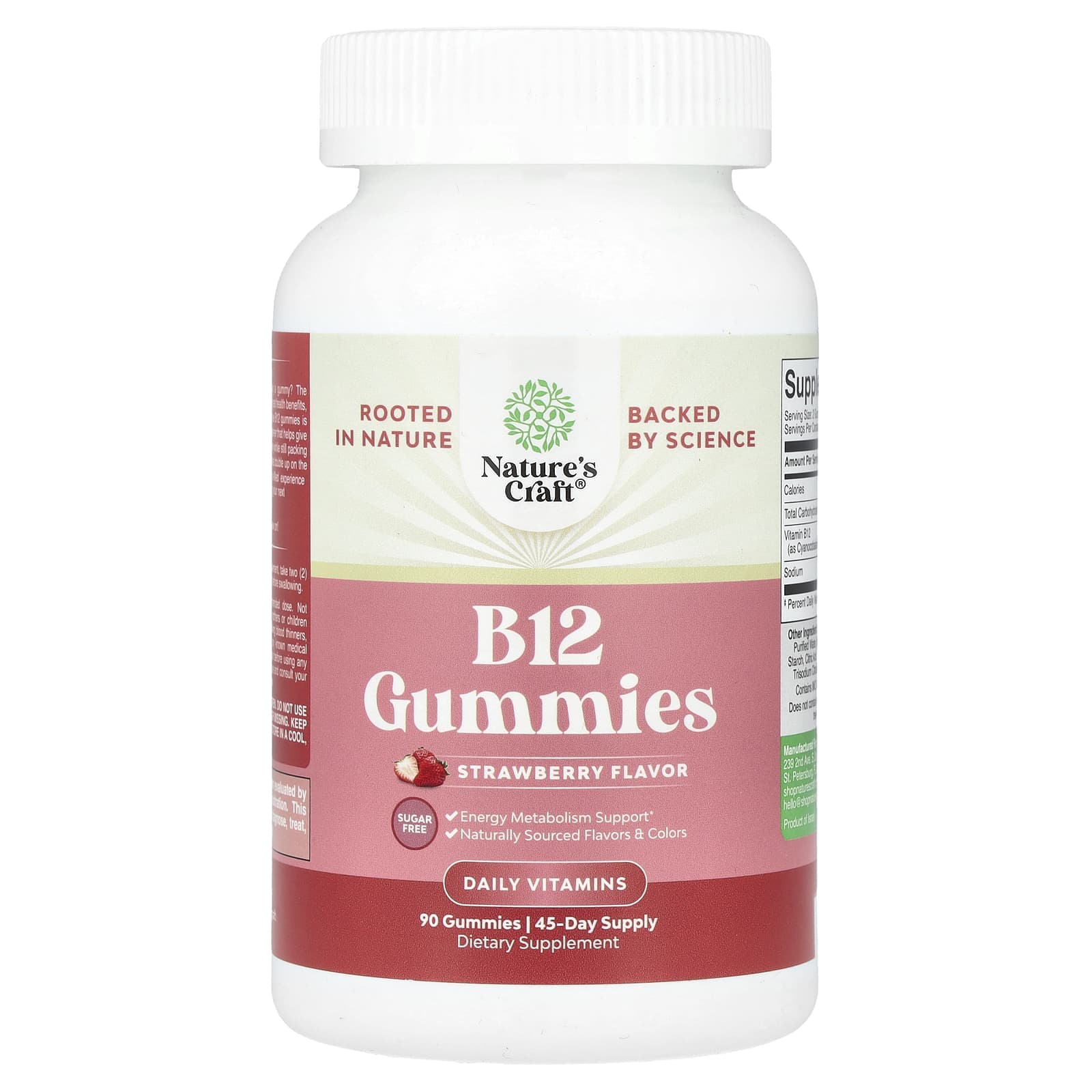 Nature's Craft, B12 gummies, strawberries, 90 gummies