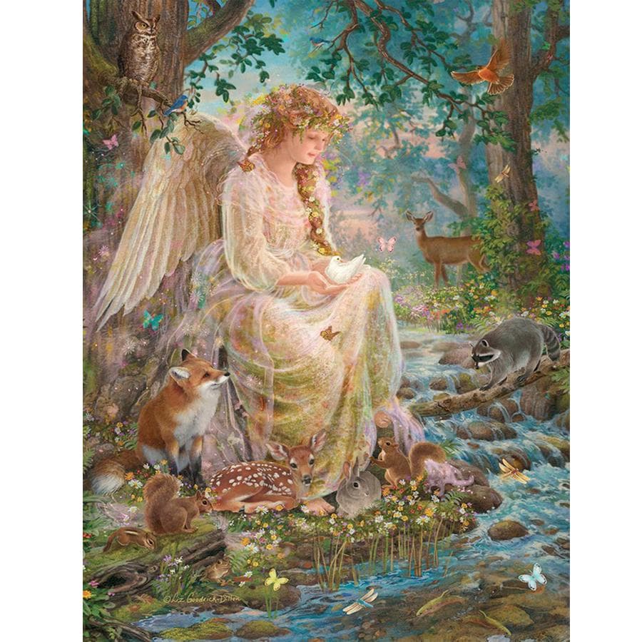 5D Diy Diamond Painting Full Round Diamond Embroidery Angel Girl Animal Painting 20X30CM