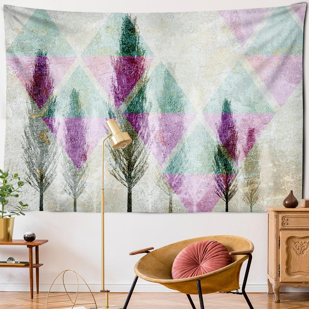 3D Gradient Colorful Plant Tapestry Wall Hanging Bohemian Printing Simple Wall Dormitory Bedroom Decor Background Cloth 95x70CM