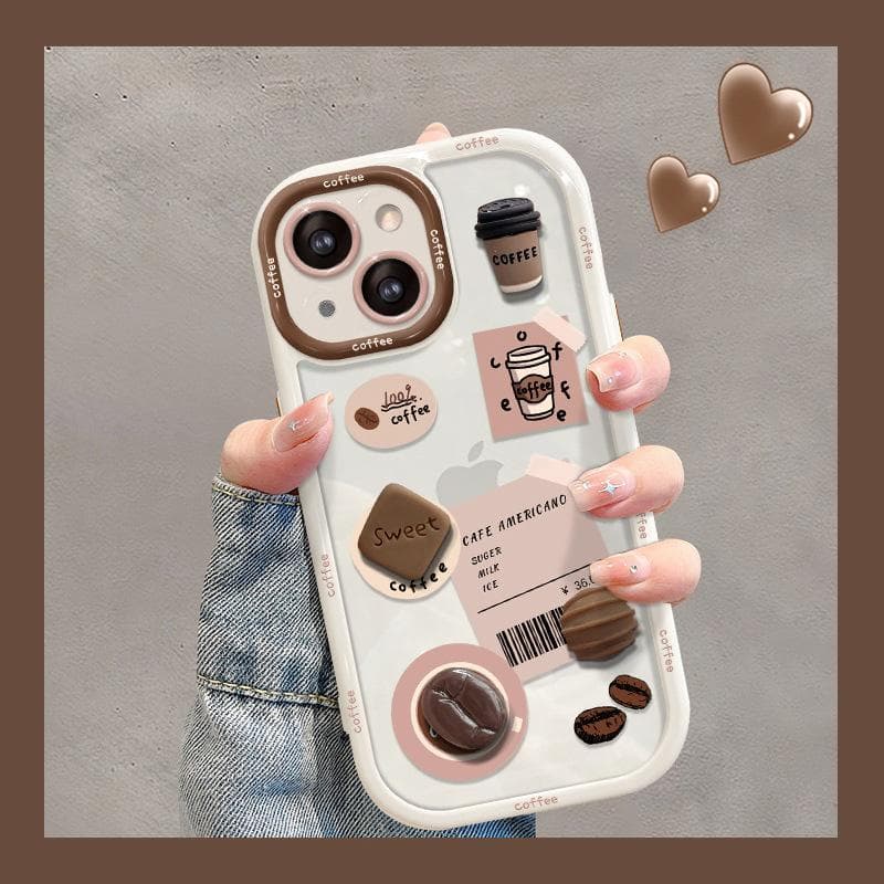 Applicable To Apple 14 Mobile Phone Case for Women IPhone 13pro Coffee Bean Three-dimensional Doll 15 Transparent Silicone Xr iPhone SE (2nd Generation)