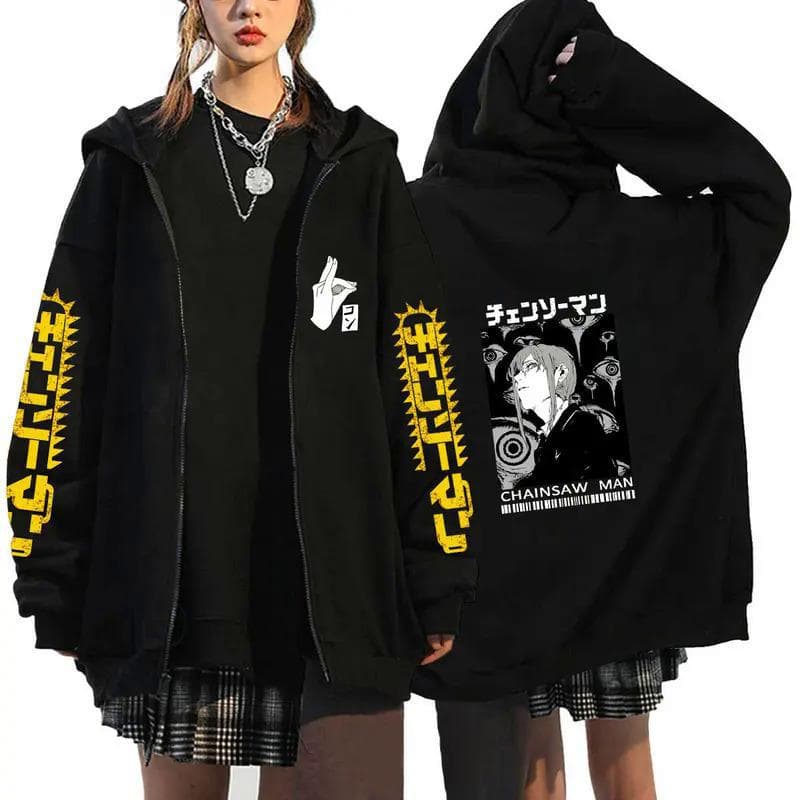 Anime Chainsaw Man Zip Hoodies Sweatshirts XXXL