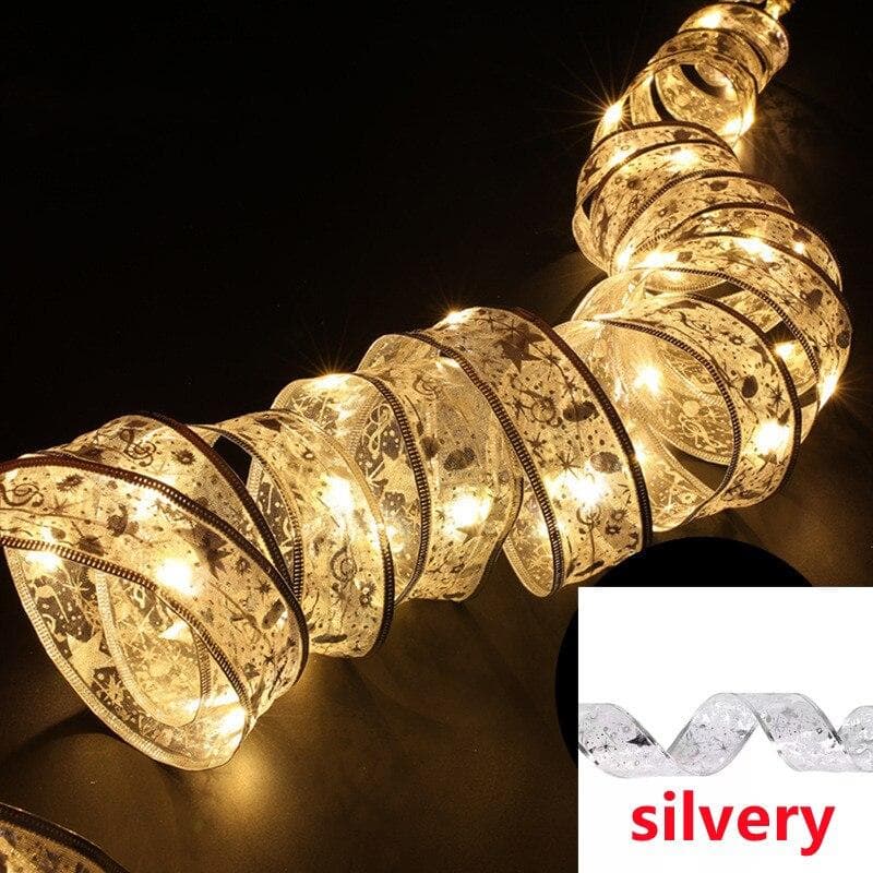 LED Fairy Ribbon Lights Christmas Decoration Christmas Tree Ornament Bows Lights String Navidad Natal Home Decor 1M-10 LEDs