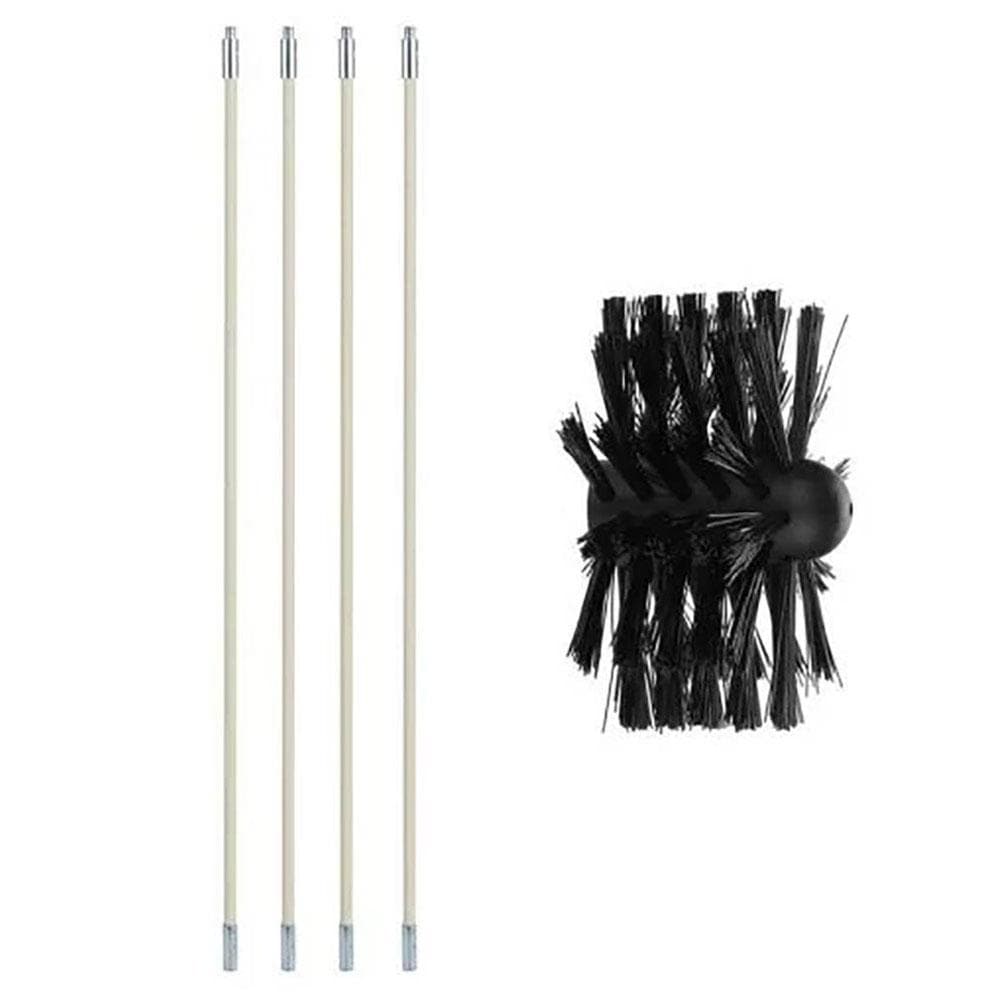 Chimney Cleaning Brush Chimney Sweeping Tool and Rods Kit Duct Clean Kit Cleaning Tool 4 poles + a brush head