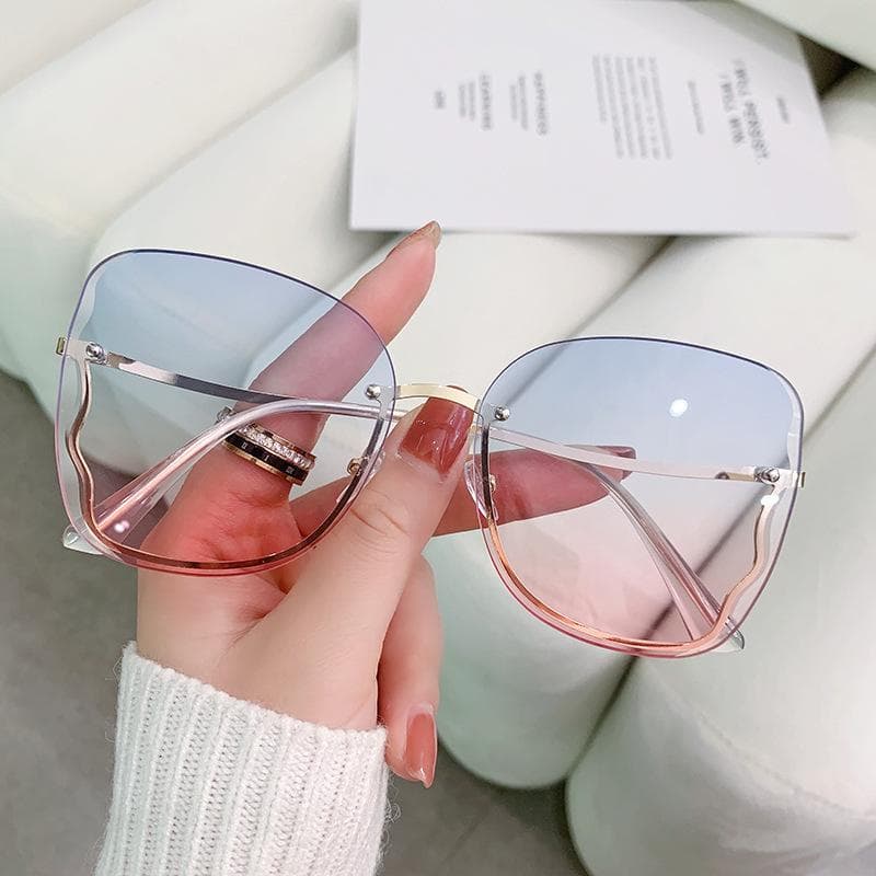 New Women Frameless Cut Edge Sunglasses Fashion Butterfly Shaped UV400 Eyewear for Photography 1PC