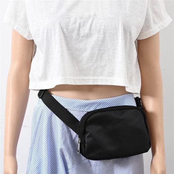 Zipper Crossbody Bag, Fashionable Waist Bag, Small Belt Bag with Adjustable Straps, Suitable for Running and Outdoor Travel black