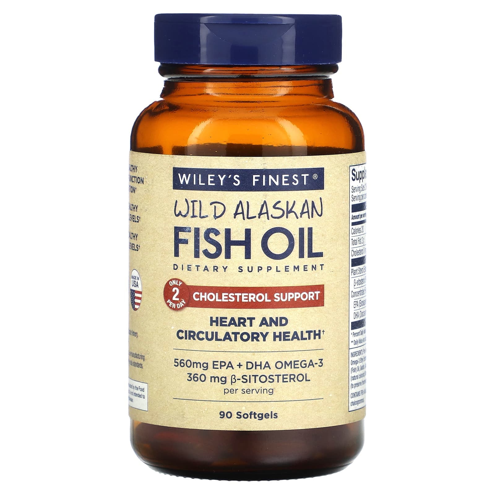 Wiley's Finest, Wild Alaskan Fish Oil, Promotes Cholesterol Health, 90 Softgels