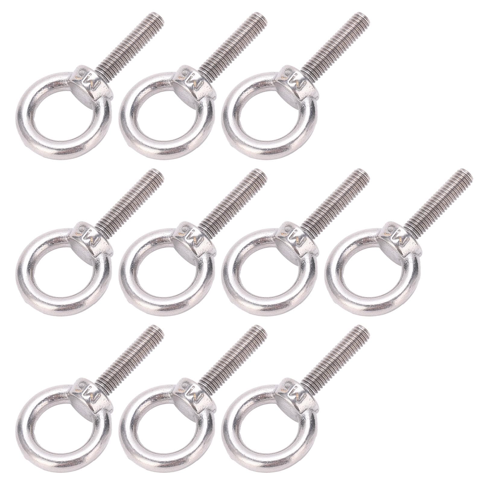 10Pcs Eye Bolt 304 Stainless Steel Lifting Round Ring Screw Fastener Hardware M6x25