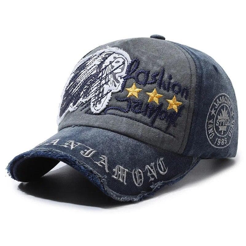 Four Seasons New Baseball Cap Retro Distressed Casual Outdoor Sports Hat Spring And Autumn Sunhat Letter Embroidery Cap Men Adjustable navy blue