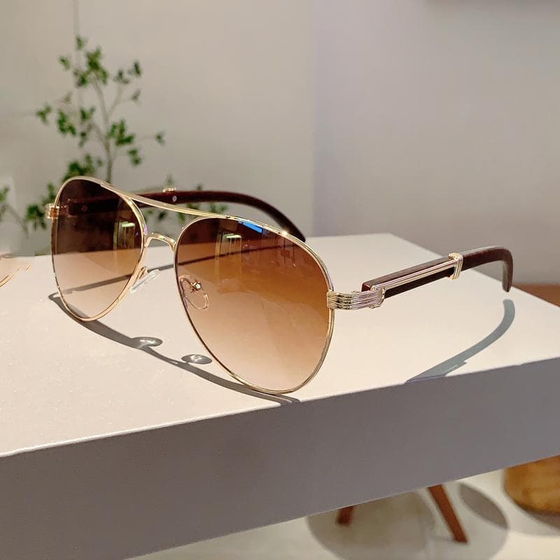 KAMMPT Fashion Pilot Sunglasses Oversize Luxury Metal Design Shades for Men Women Travel Driving as picture shows