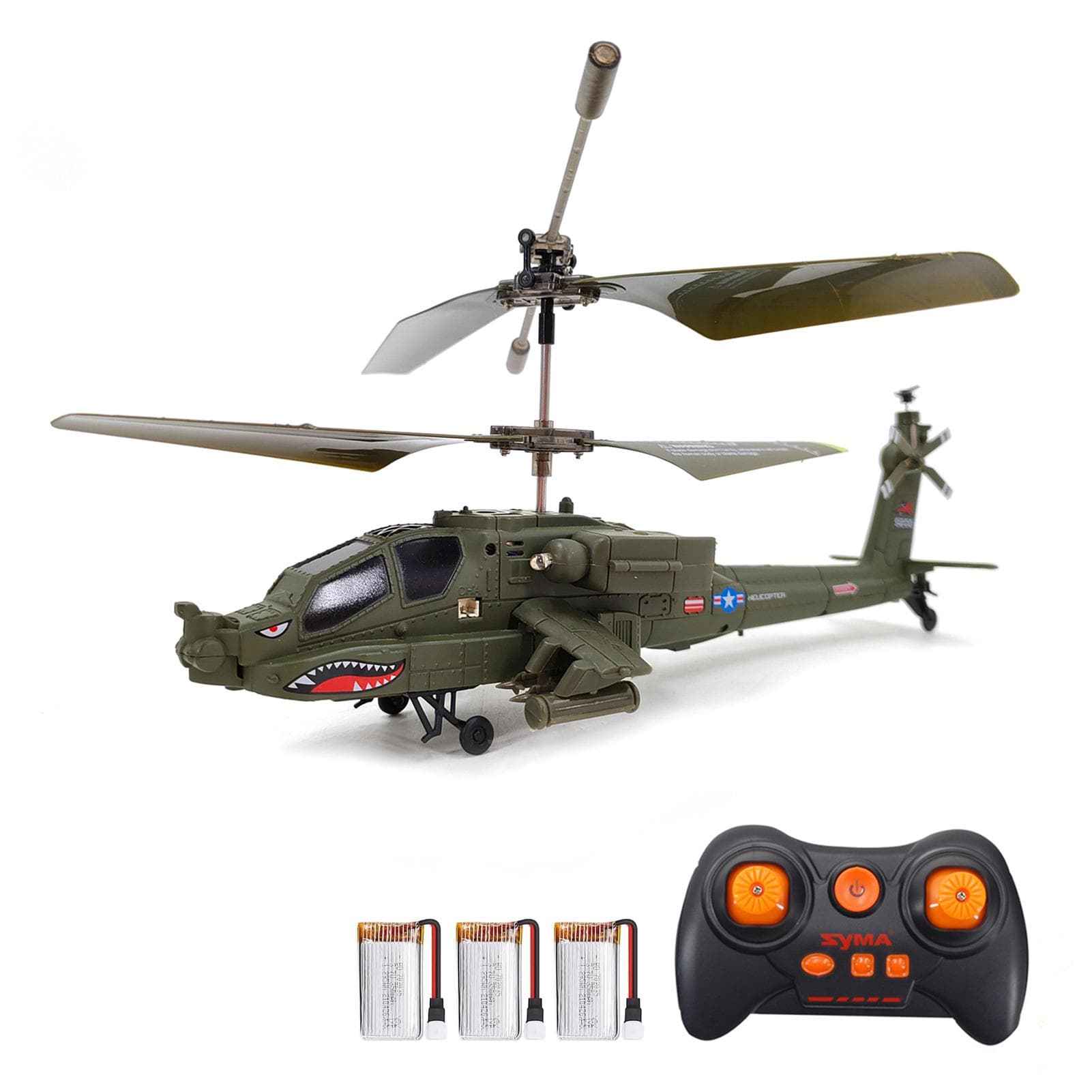 SYMA S109H Remote Control Helicopter with Dual Propeller 2.4GHz Remote Control Drone Altitude 3 battery dark green