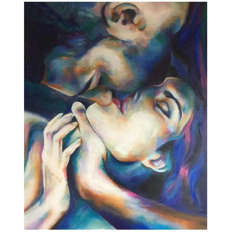 Diy Full Round Diamond Painting Couple Kiss Diamond Embroidery Rhinestones Diamond Mosaic Painting 20X30CM