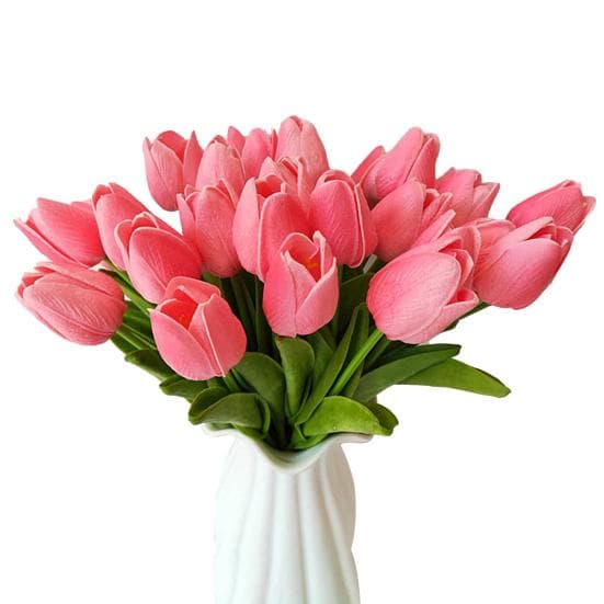 Blooming Bouquet 10Pcs/Set Faux Tulip Flowers Gift Photograph Prop Homen Decor dark pink