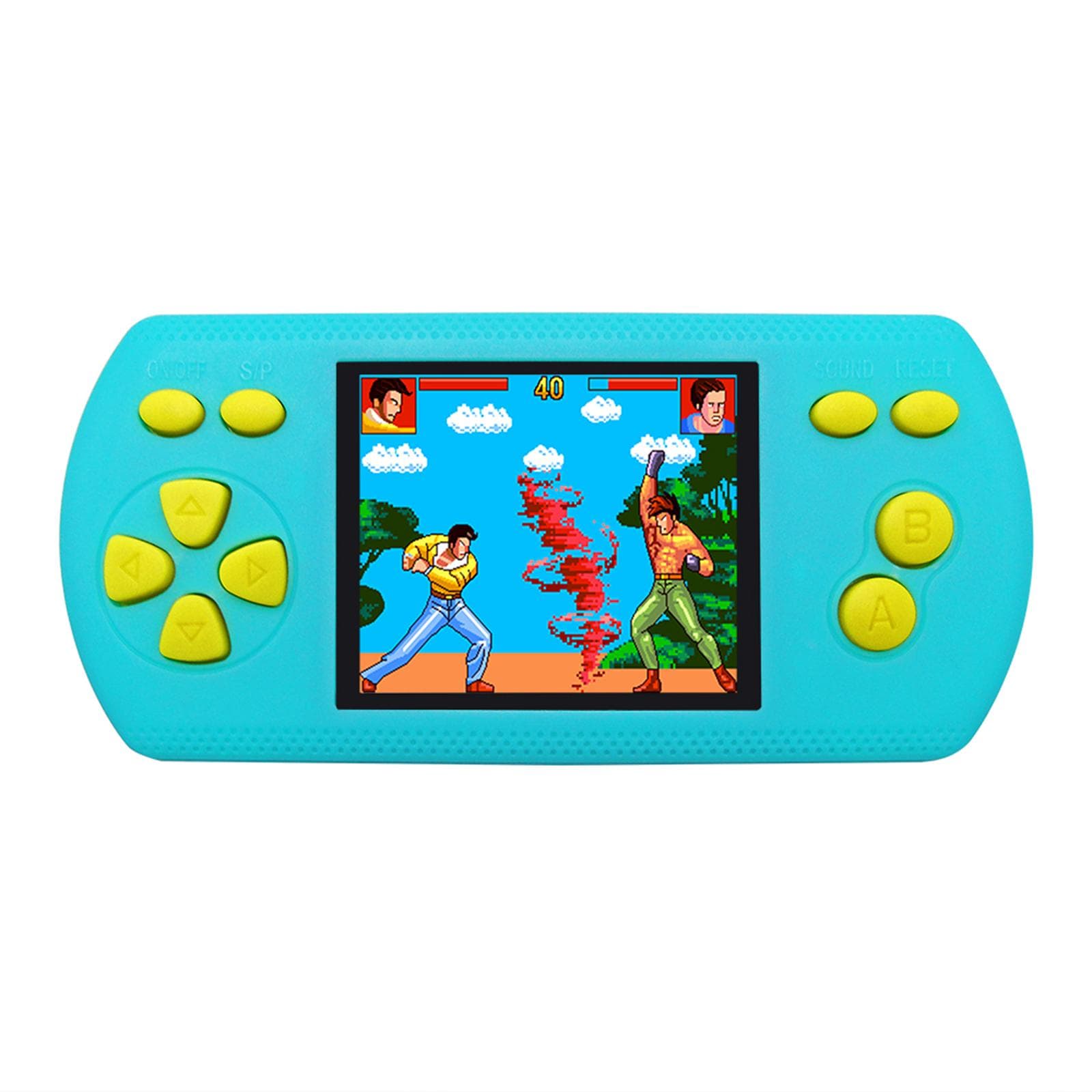 Handheld Games Console for Kids Adults Retro Game Player 200 Classic Games 16 Bit 2.2-inch Color cyan