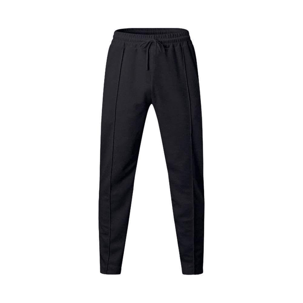 Men Pencil Pants Slim Fit Side Pockets Drawstring Elastic Waist Solid Color Casual Gym Traning Jogging Sweatpants Ankle Length L L black