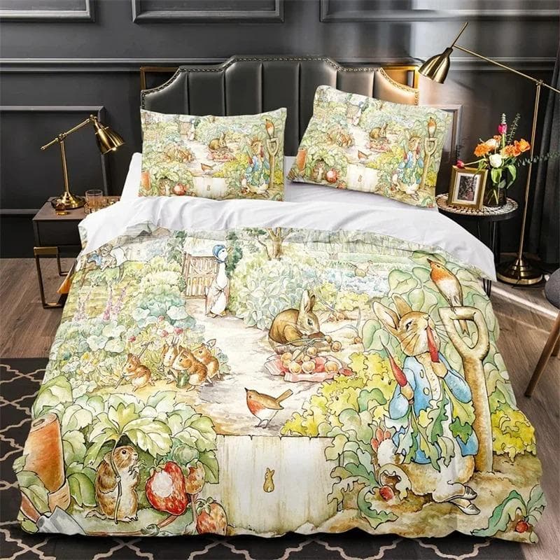 3D Print Peter the Rabbit Bedding Set,Duvet Cover Comforter Bed Set Quilt Cover Pillowcase,King Queen Twin Size Boys Girls EU SuperKing 260x220