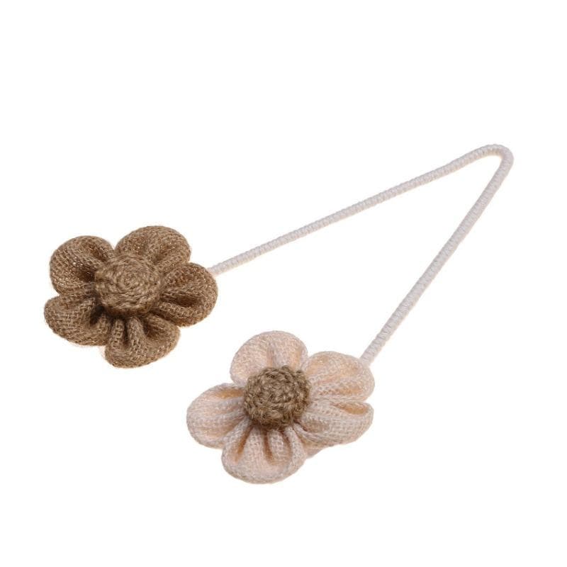 Flowers Without Punching Twisted Curtain Straps Tiebacks DIY Bag Decoration khaki/white