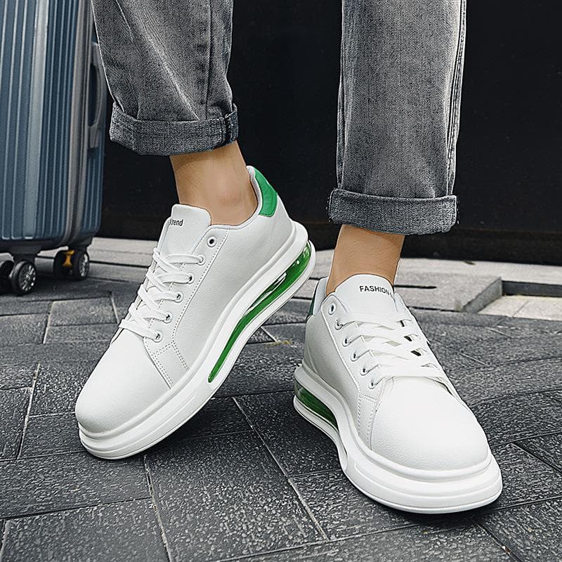 Men's Celebrity Style White Air Cushion Sneakers - All-Season, Height-Increasing, Thick-Soled, Casual Sports Shoes 43
