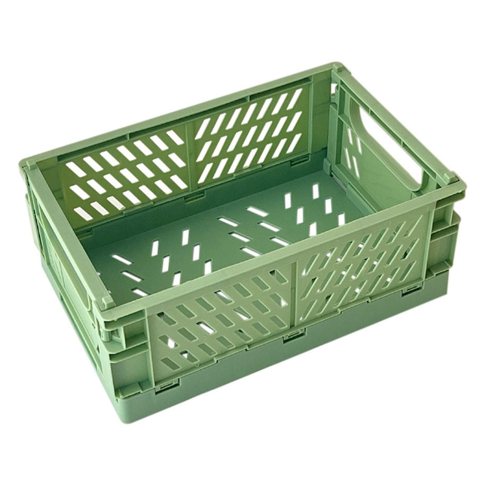 Mini Foldable Plastic Basket Collapsible Storage Crate for Organizing Storage Home Kitchen Bedroom green