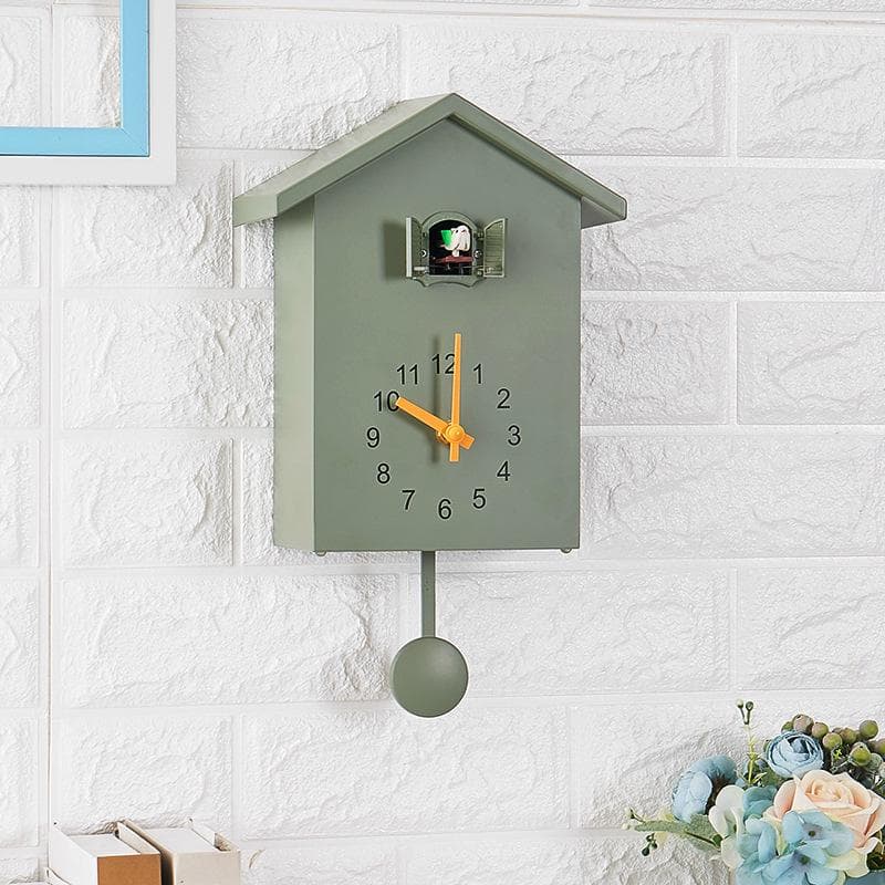 Modern Cuckoo Clock Bird Hanging Watch Decoration Alarm Clocks Wall Clock for Kids Bedroom Kitchen Office Home Decor green
