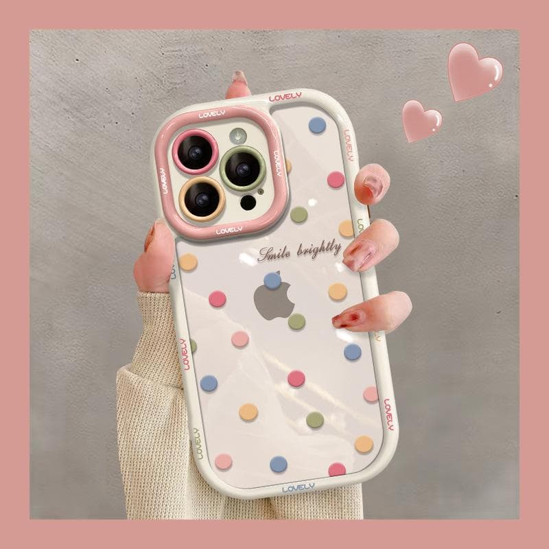 Applicable To IPhone15 IPhone Case 14/13pro Color Polka Dot Love 12 Transparent All-inclusive Anti-fall iPhone SE (2nd Generation)