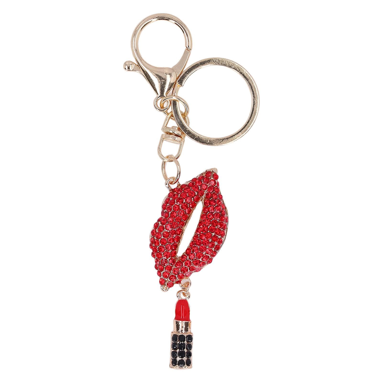 Rhinestone Keychain Cute Exquisite Lip Shape Bag Purse Decorative Pendant Ornament AccessoriesRed red