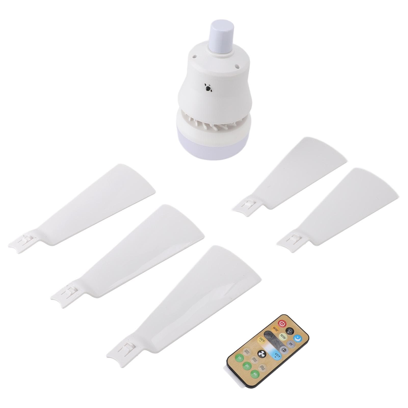 Ceiling Fan Light Dimmable 3 Color Temp 3 Wind Speed 1H 2H 4H Timer E26 Small Fan Lamp with Remote white