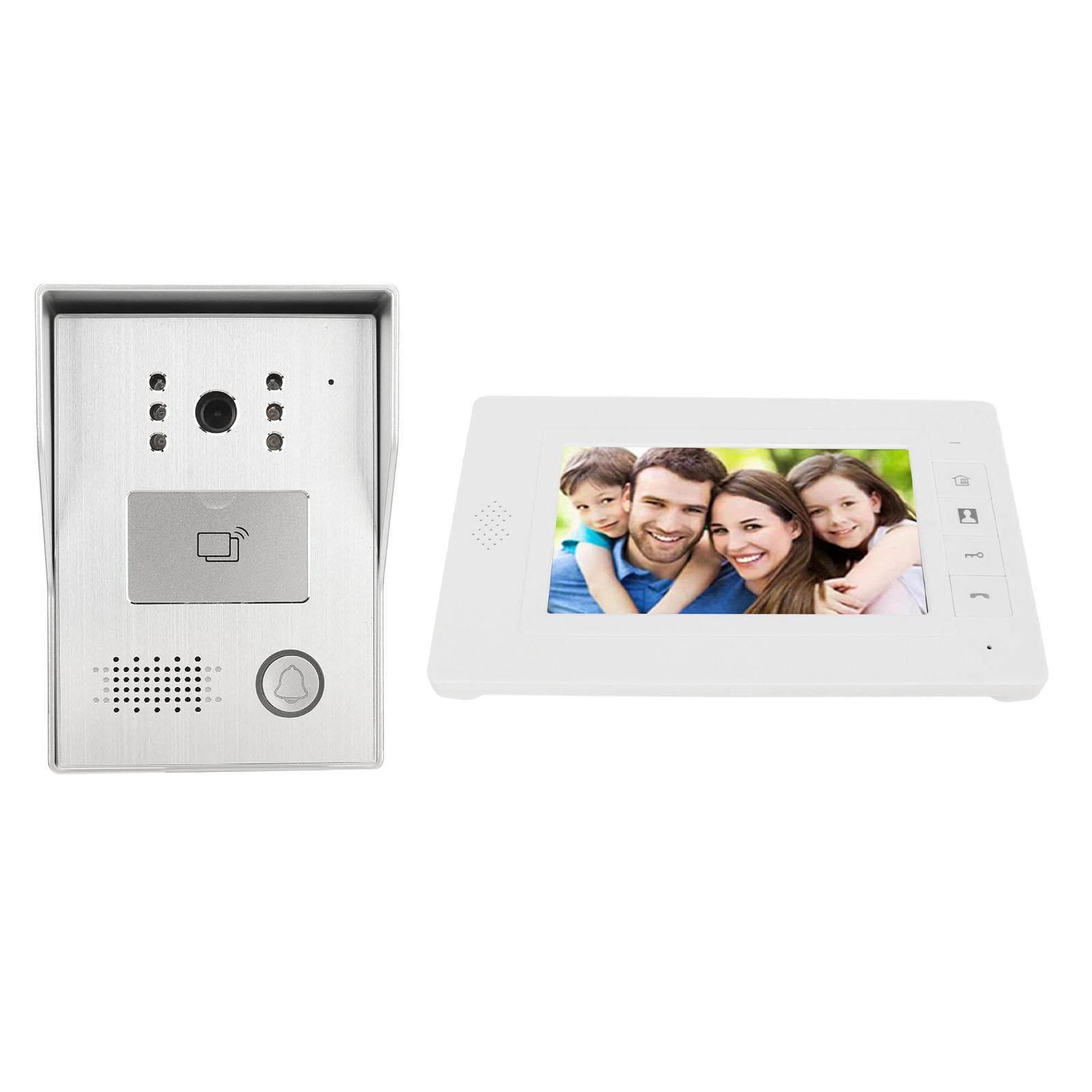 Wired Video Intercom System 7in TFT Colorful Screen Infrared Night Vision Video Door Phone Kit for EU Plug