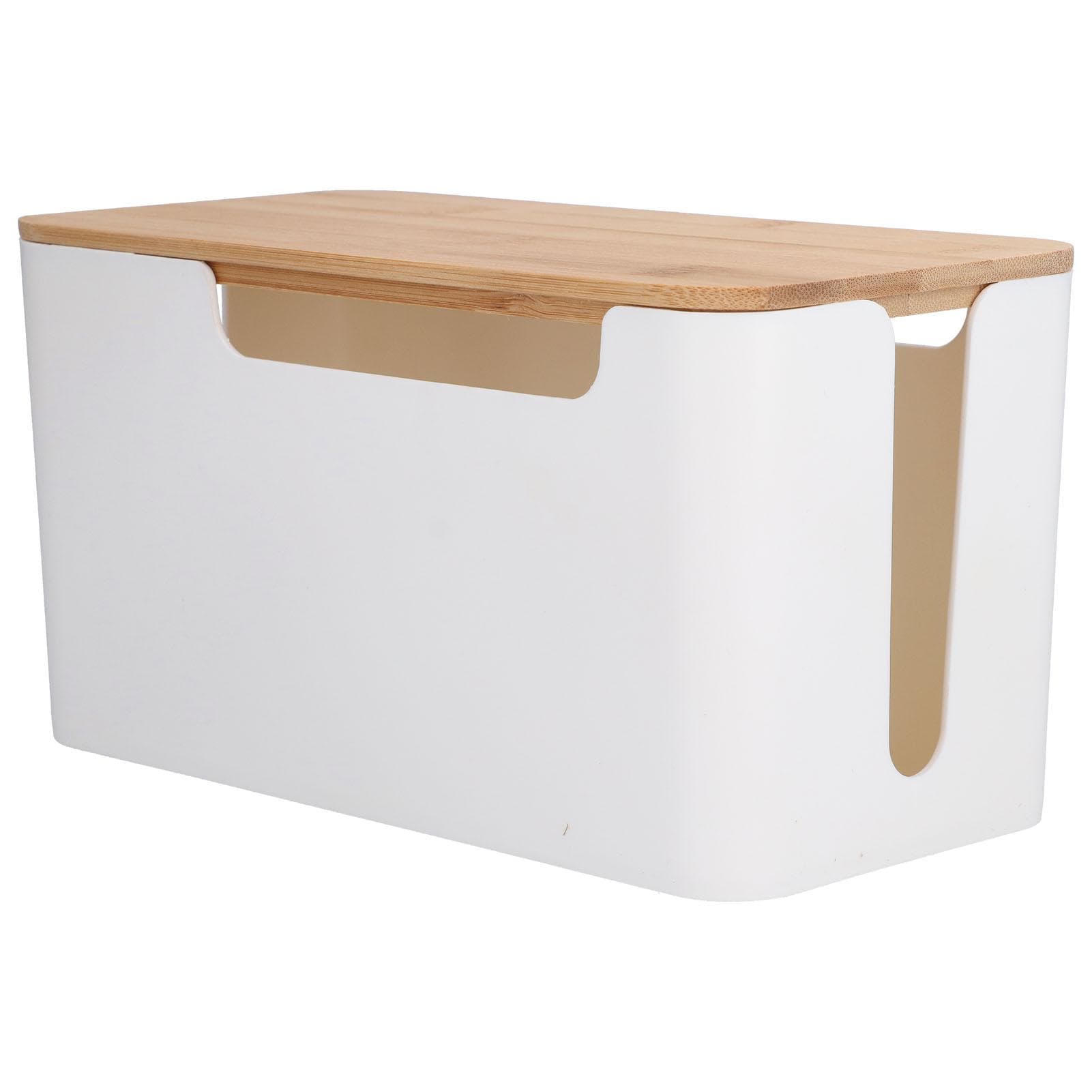 Cable Box Small Cable Management Box with A Wooden Lid for Cord Hider TV Wires Routers Computers