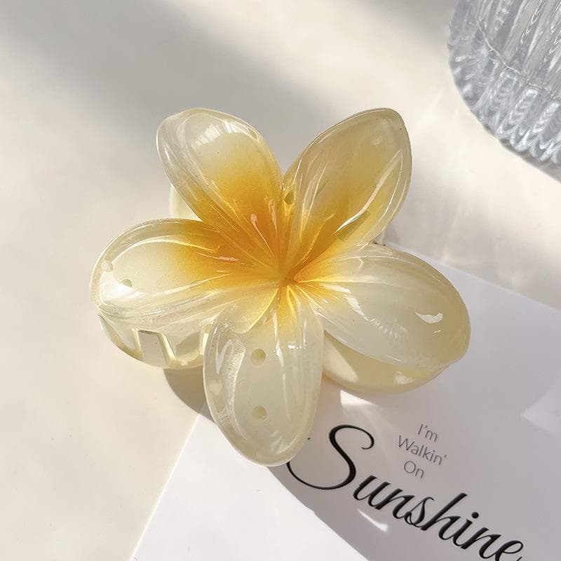 Plumeria large hair clip hair clip headdress hair clip female claw clip shark clip seaside photo yellow