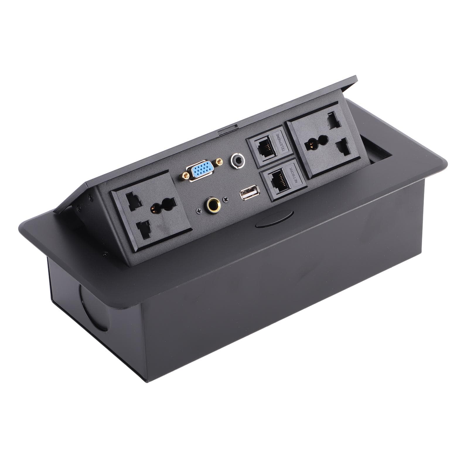 Table Connection Box Recessed Pop Up Outlet with Audio HD Multimedia Interface for Office School