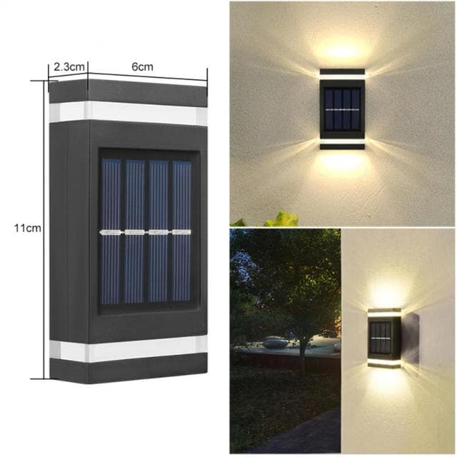 Solar Wall Lamp Outdoor Waterproof Solar Powered Light UP And Down Illuminate Home Garden Yard Decoration Outside Light warm white