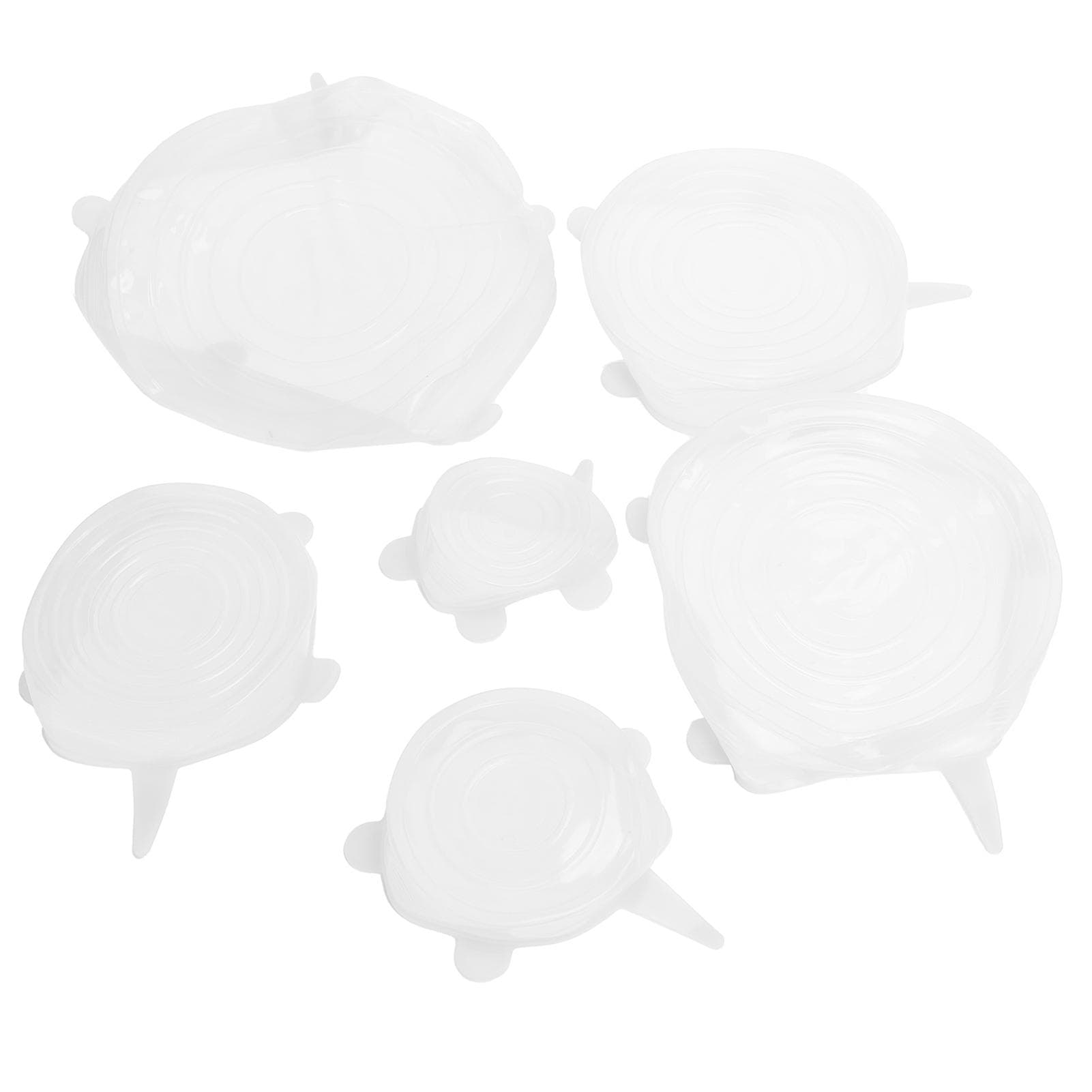 6Pcs Food Sealing Lid Expandable Reusable Vegetable Fruit Sealing Cover for Kitchen UseBlue white