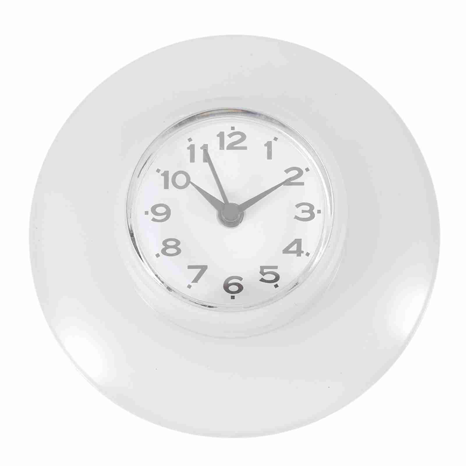 Bathroom Kitchen Mirror Suction Wall Clock Shower Waterproof Quartz Clocks Decoration White white