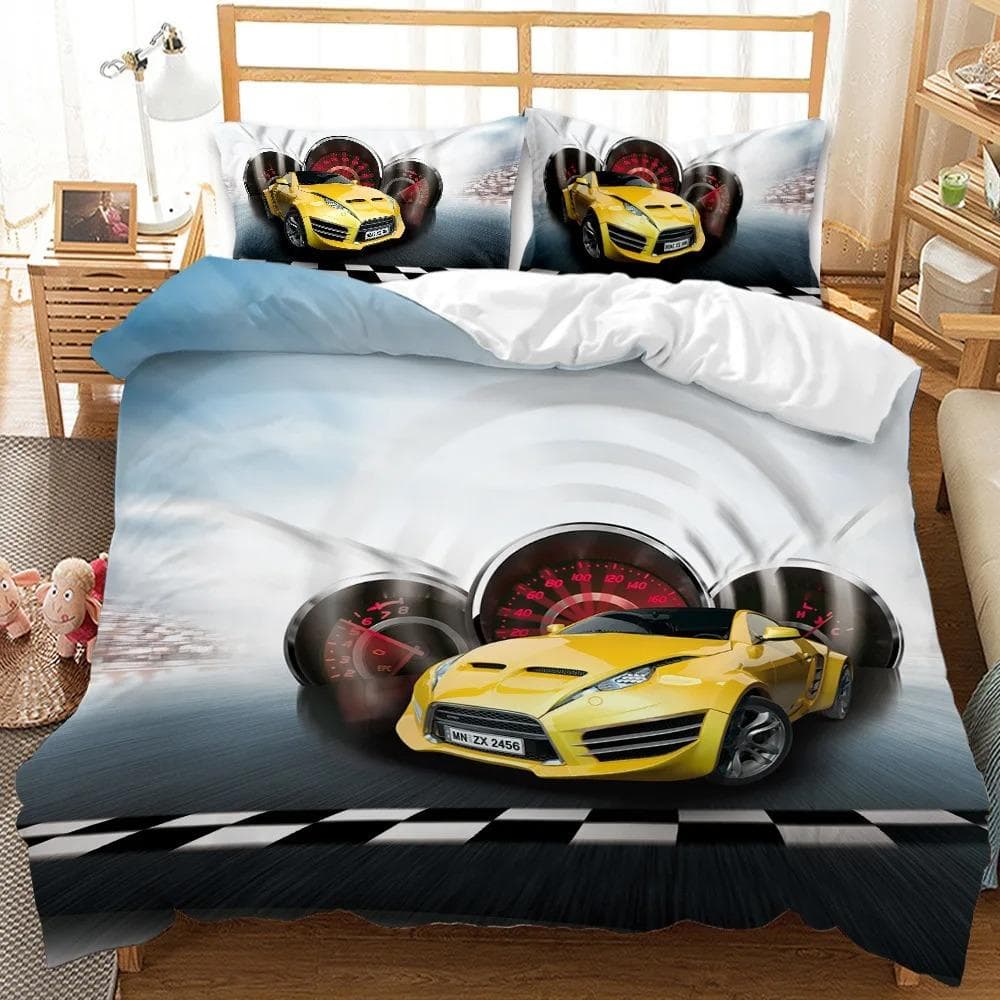 Car Race 3D Duvet Cover Set King Queen Double Twin Single Size Bed Linen Set 70x133cm 2pcs