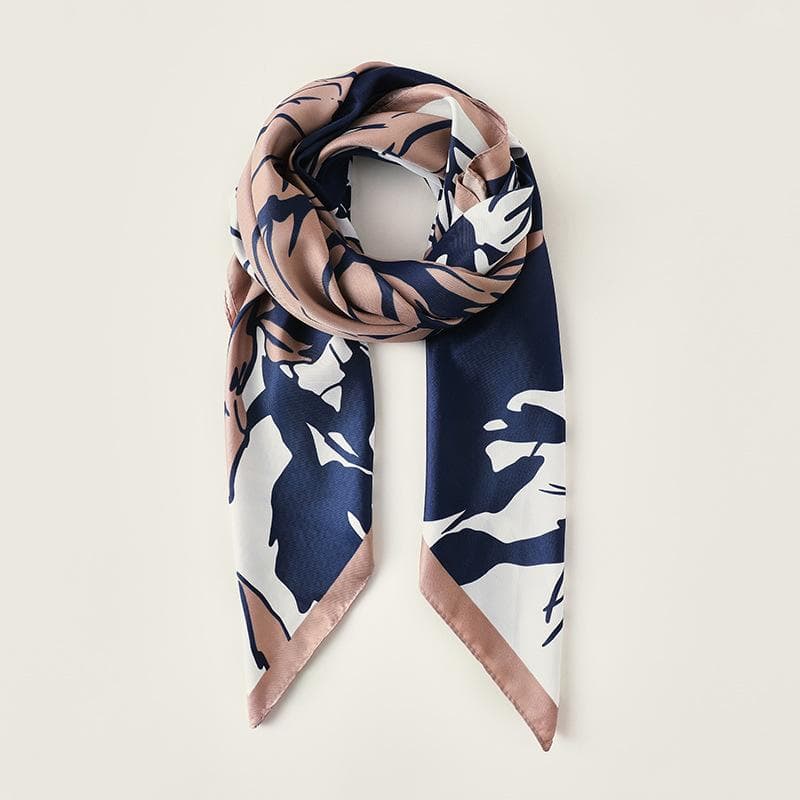 Spring Scarves, Women's Floral Printed Decorative Scarves, Large Square Scarves, Bags, Scarves 90*90CM dark blue