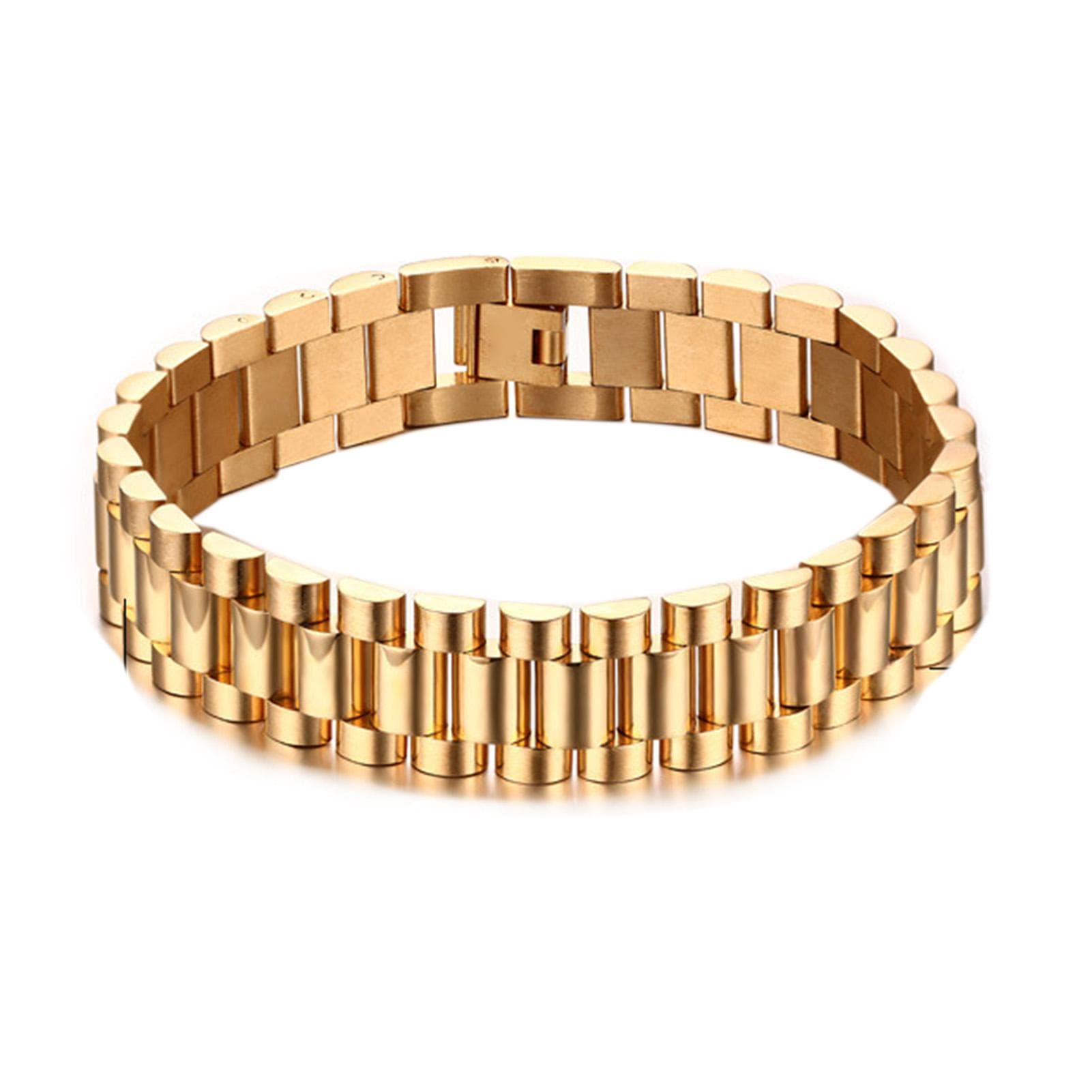 Golden Link Chain Wristband Decoration Fashionable Simple Geometric Shape Thick Link Bracelet Gold gold