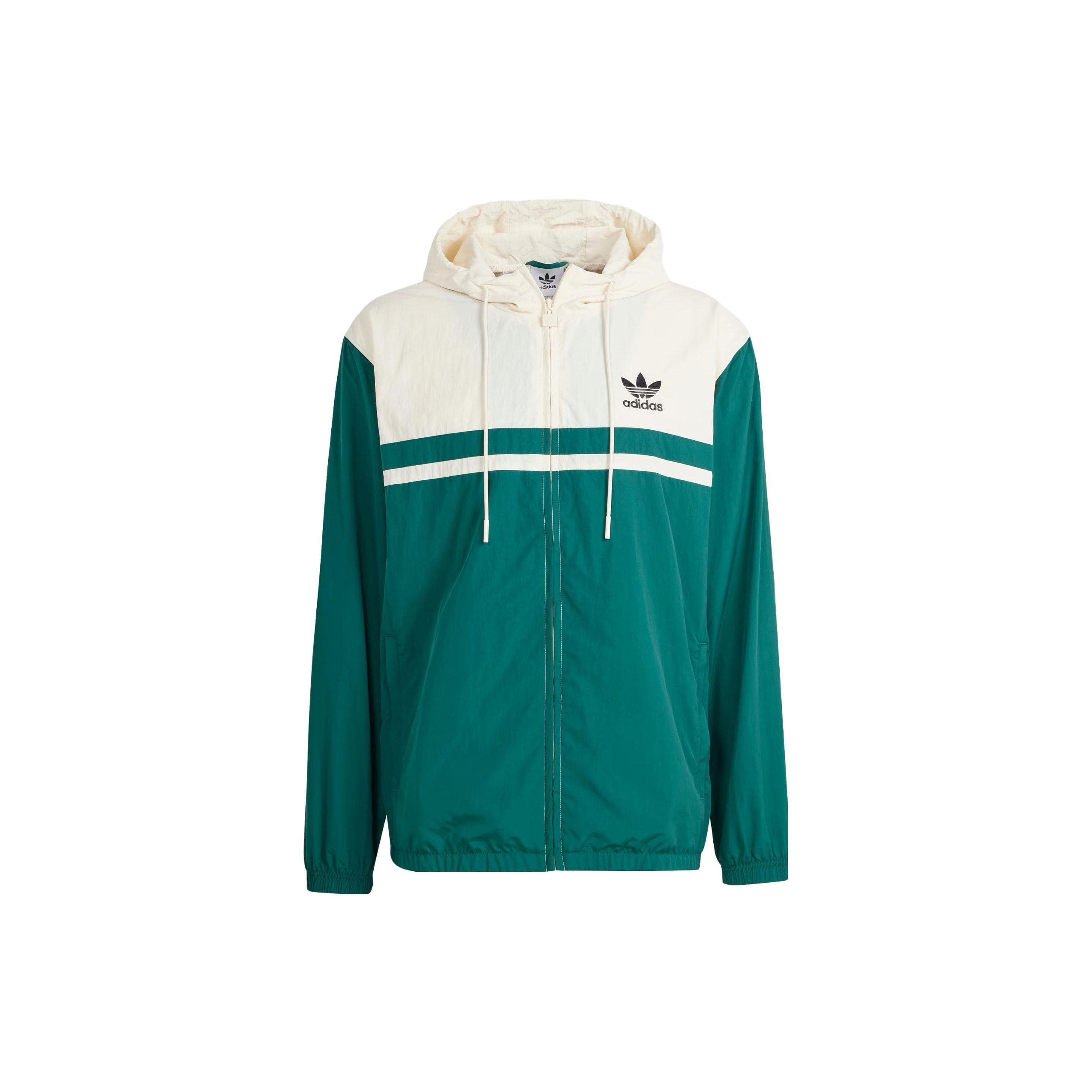 Adidas Originals Colorblock Logo Print Long Sleeve Hooded Windbreaker Jacket Men Outerwear Green IU0201 L