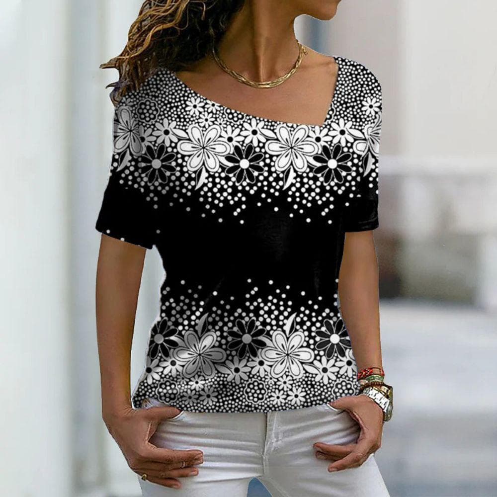 New Women's T-Shirts, Floral Print, Women's Clothing, Short Sleeve Tops, V-Neck Sweatshirts, Streetwear, Oversized T-Shirts, Ladies Tee 5XL
