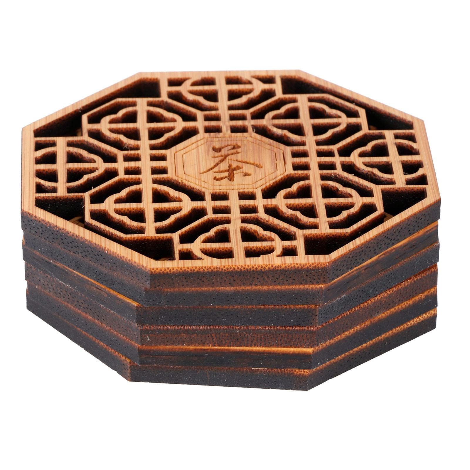 6PCS Bamboo Coaster Teacup Mat AntiScald Heat Insulation Pad Tea Ceremony Supplies(Type 1 )
