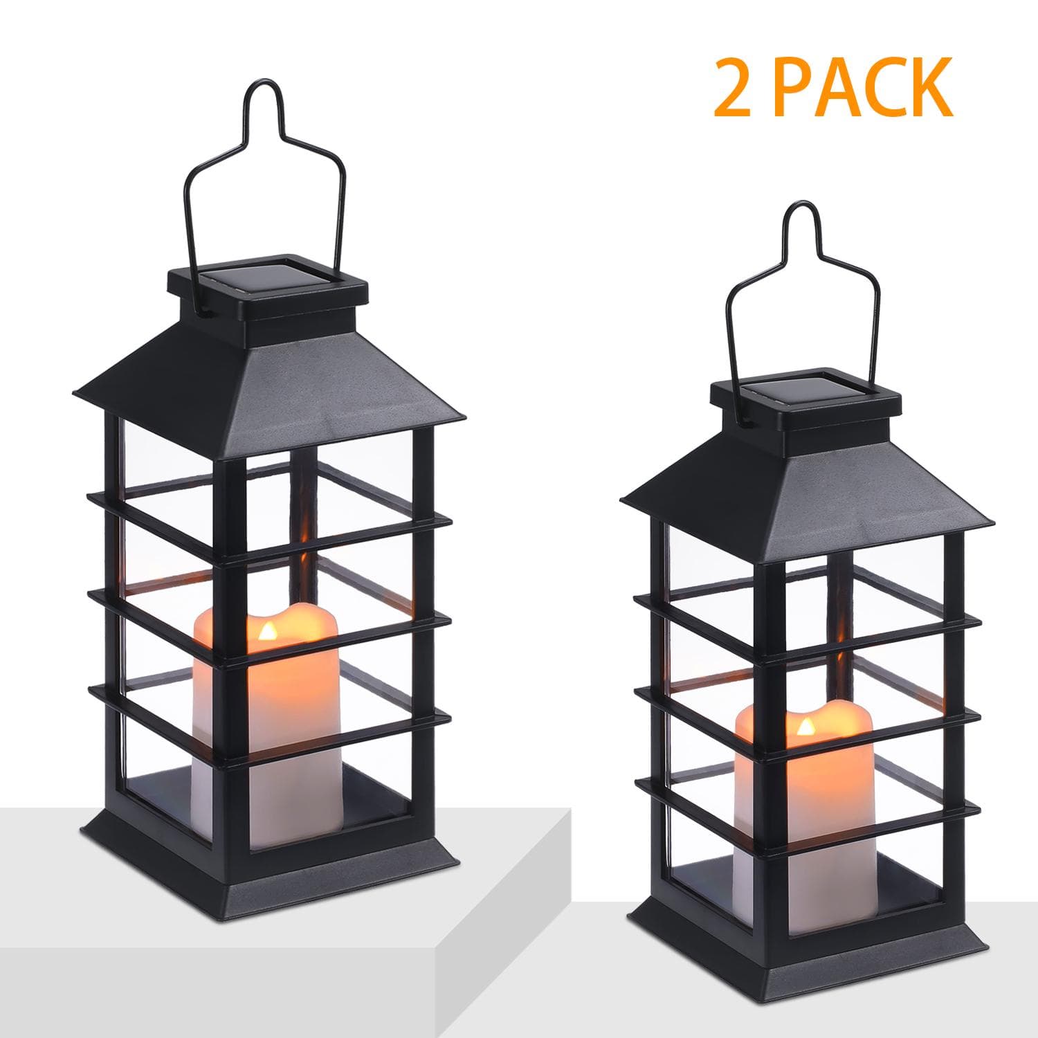 Tomshine Vintage Style Solar Powered Lantern Lights Flickering Flame Fire Candle LED Lamp Outdoor 2pcs