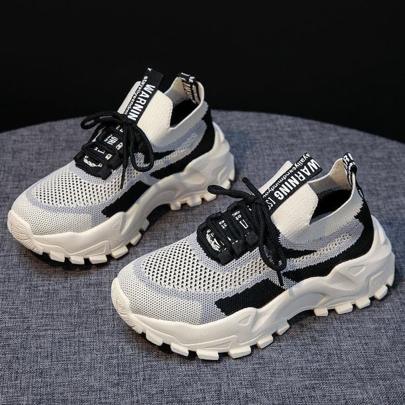 Women's Shoes Casual Shoes Spring New Flying Woven Shoes Breathable and Comfortable Thick-soled Shoes Daddy Shoes Ladies Sports Shoes 41