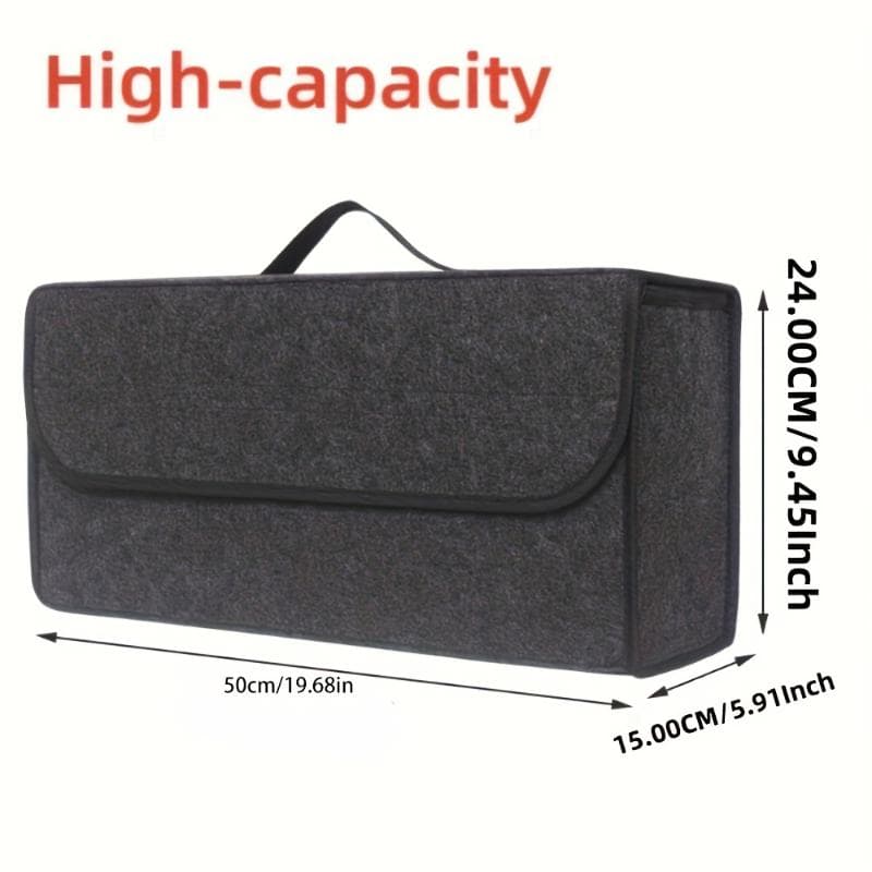 Gray Anti Slip Compartment Boot Storage Organizer Tool Car Bag Trunk Soft Felt Storage Box Car Accessories 50x24x15CM dark grey