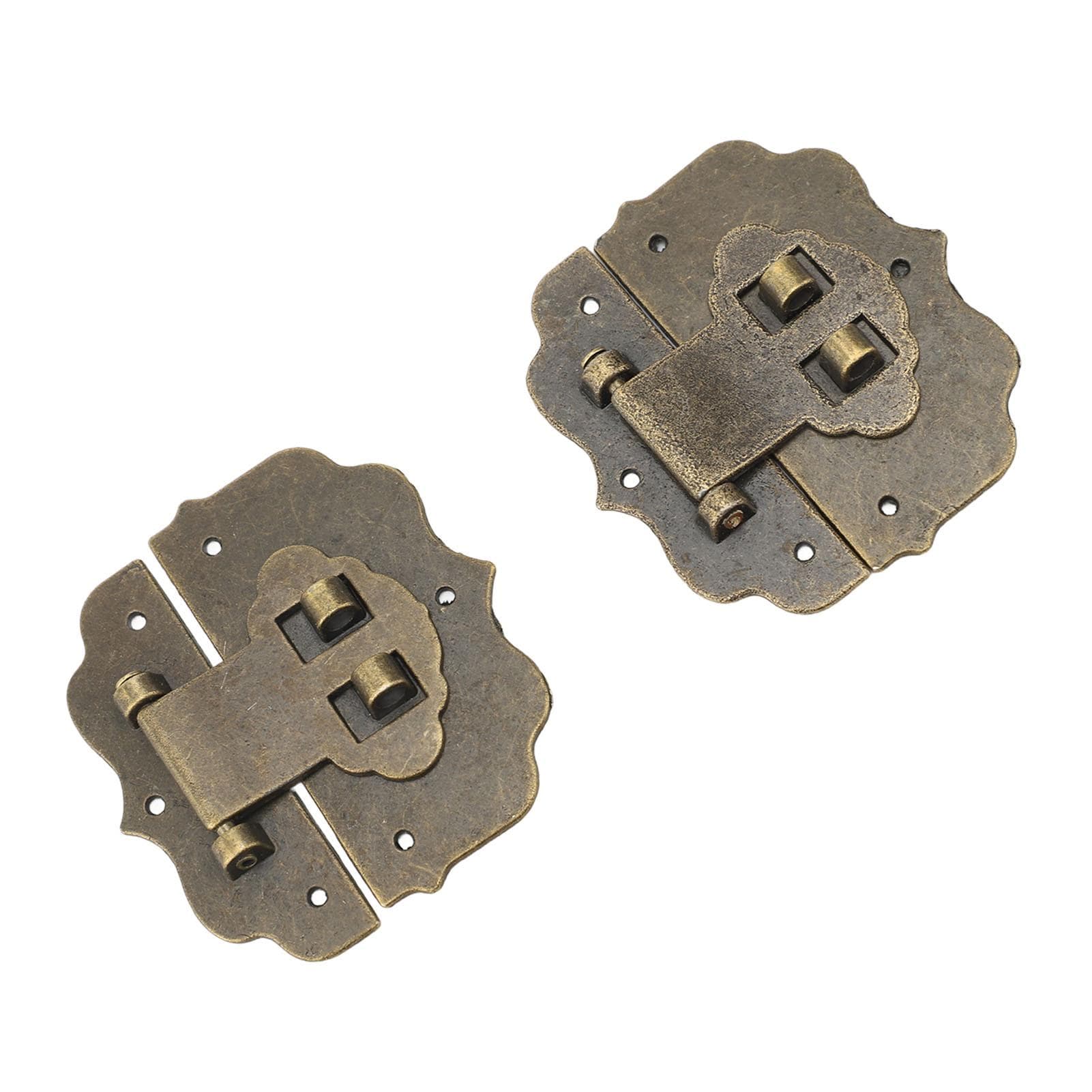 6 Set Jewelry Box Hasp Latch 2 Hole Retro Antique Decorative for Wooden Case with Screws L