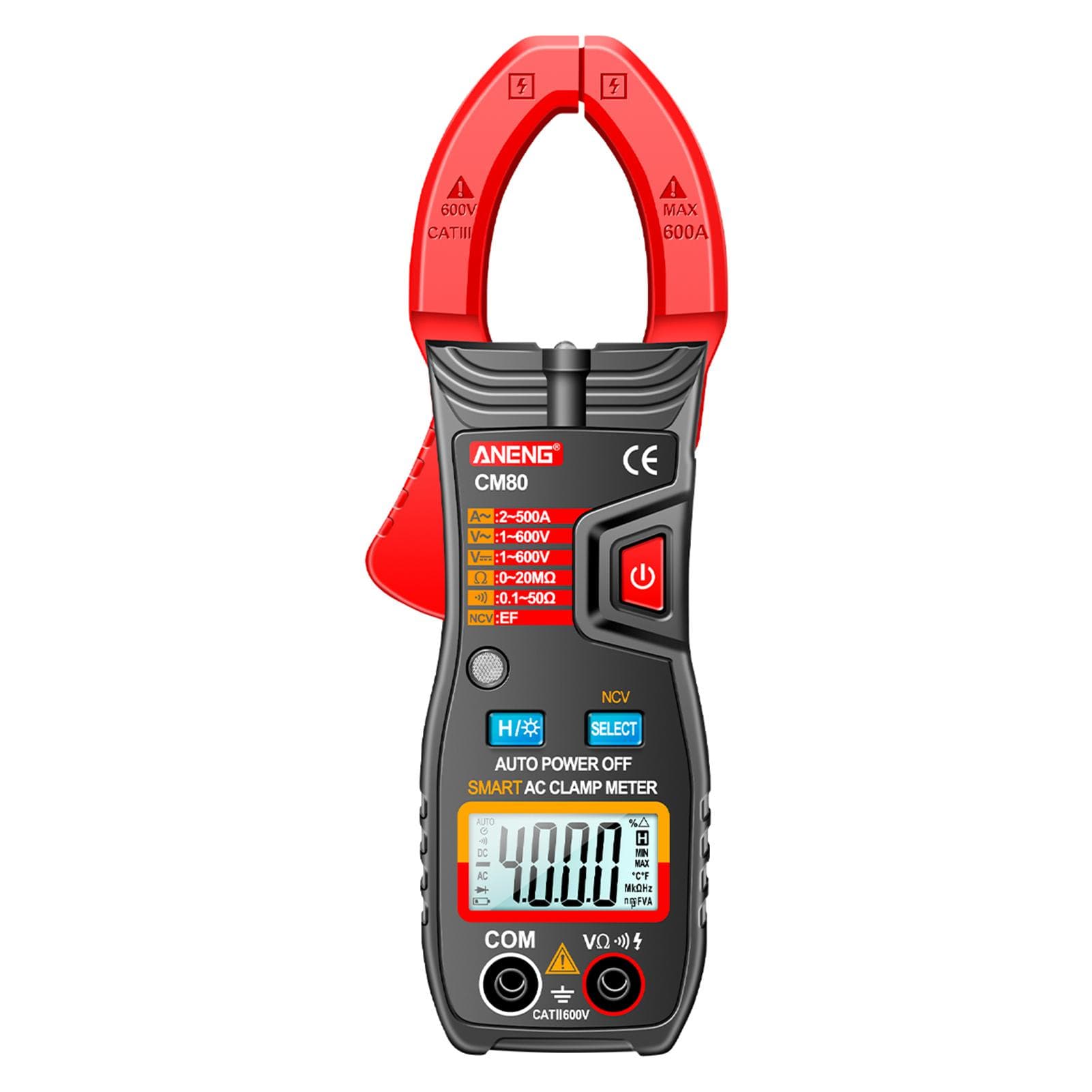 ANENG CM80 Clamp Meter Clamp Type Multimeter 4000 Counts Auto Range Voltmeter 500A AC Ammeter red