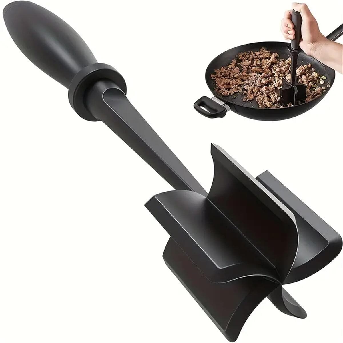 1pc Meat Chopper, Meat Shredder, Heat Resistant Suitable For Hamburger Meat Ground Beef Smasher black