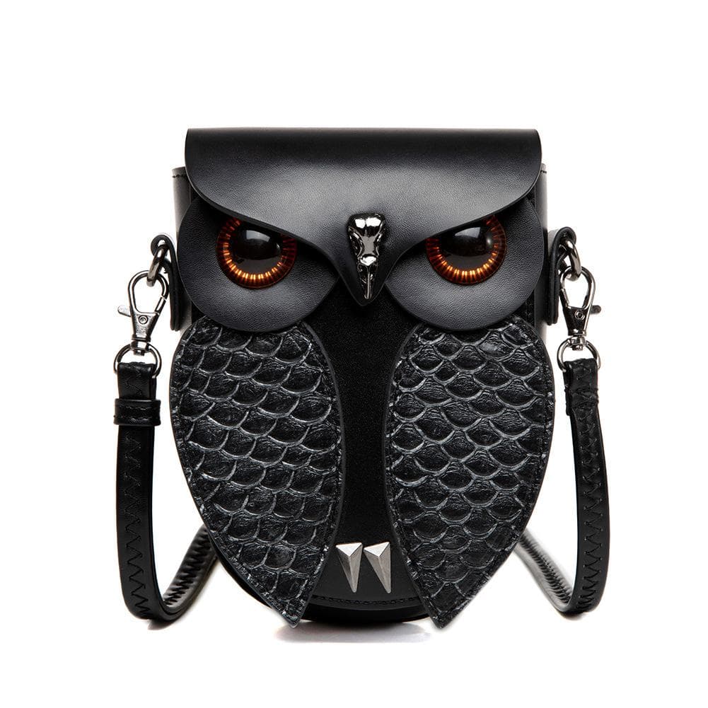 Retro PU Women's Shoulder Bag Steampunk Owl Slide Small Bag Creative Coin Wallet