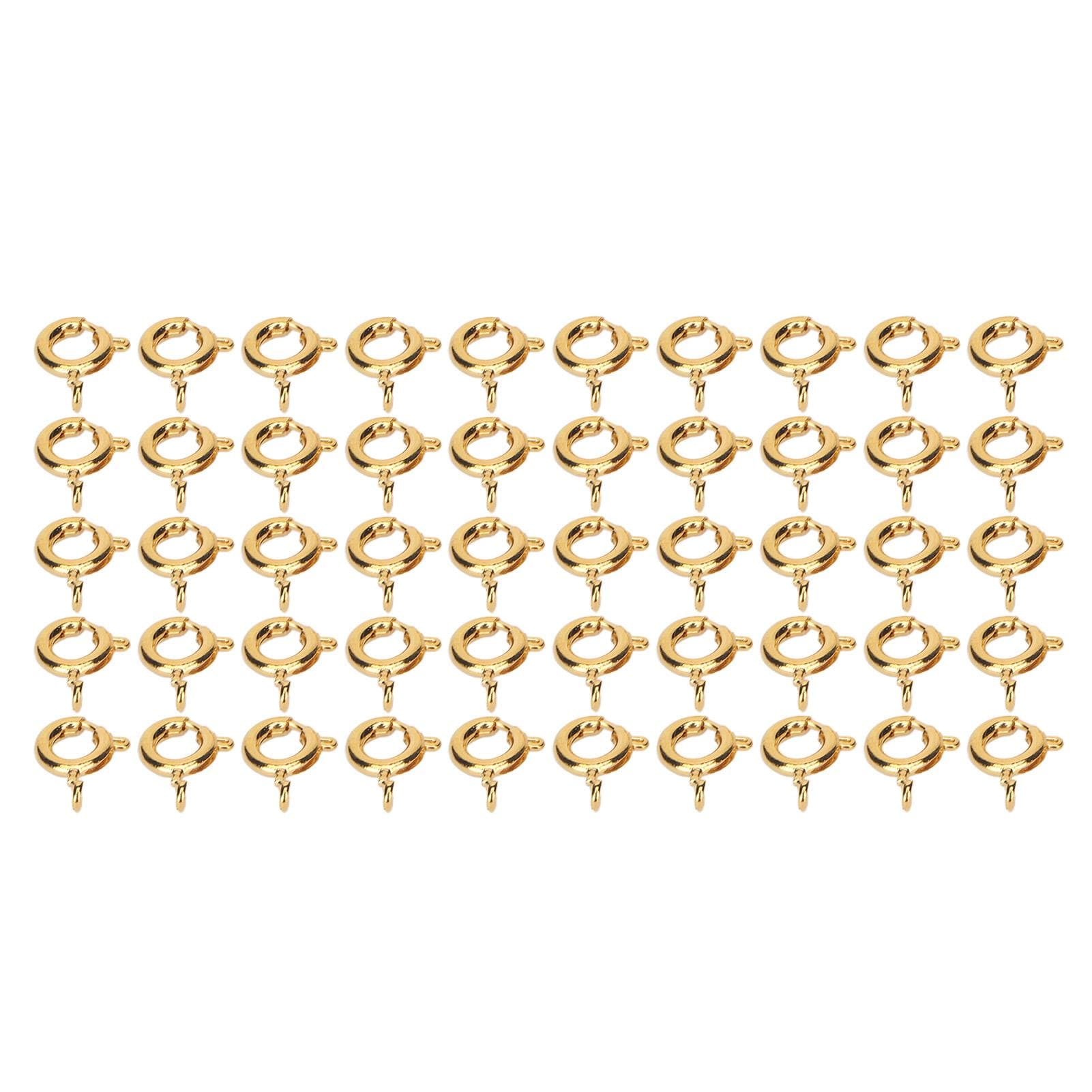 50 Pcs Spring Ring Clasps 6mm Diameter 1.5mm Hole Decorative Copper Round Clasps for Jewellery Gold gold