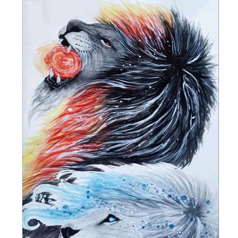 5D DIY Animal Lion Diamond Handmade Cross Stitch Gift Bedside Background Decor 20X30CM